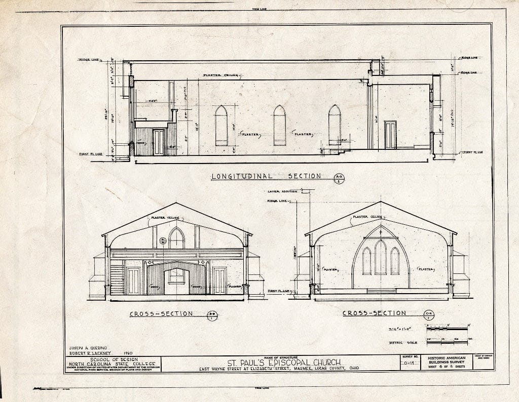 Blueprint HABS Ohio,48-MAUM,1- (Sheet 6 of 8) - St. Paul's Episcopal Church, East Wayne & Elizabeth Streets, Maumee, Lucas County, OH