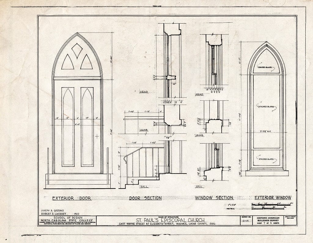 Blueprint HABS Ohio,48-MAUM,1- (Sheet 7 of 8) - St. Paul's Episcopal Church, East Wayne & Elizabeth Streets, Maumee, Lucas County, OH