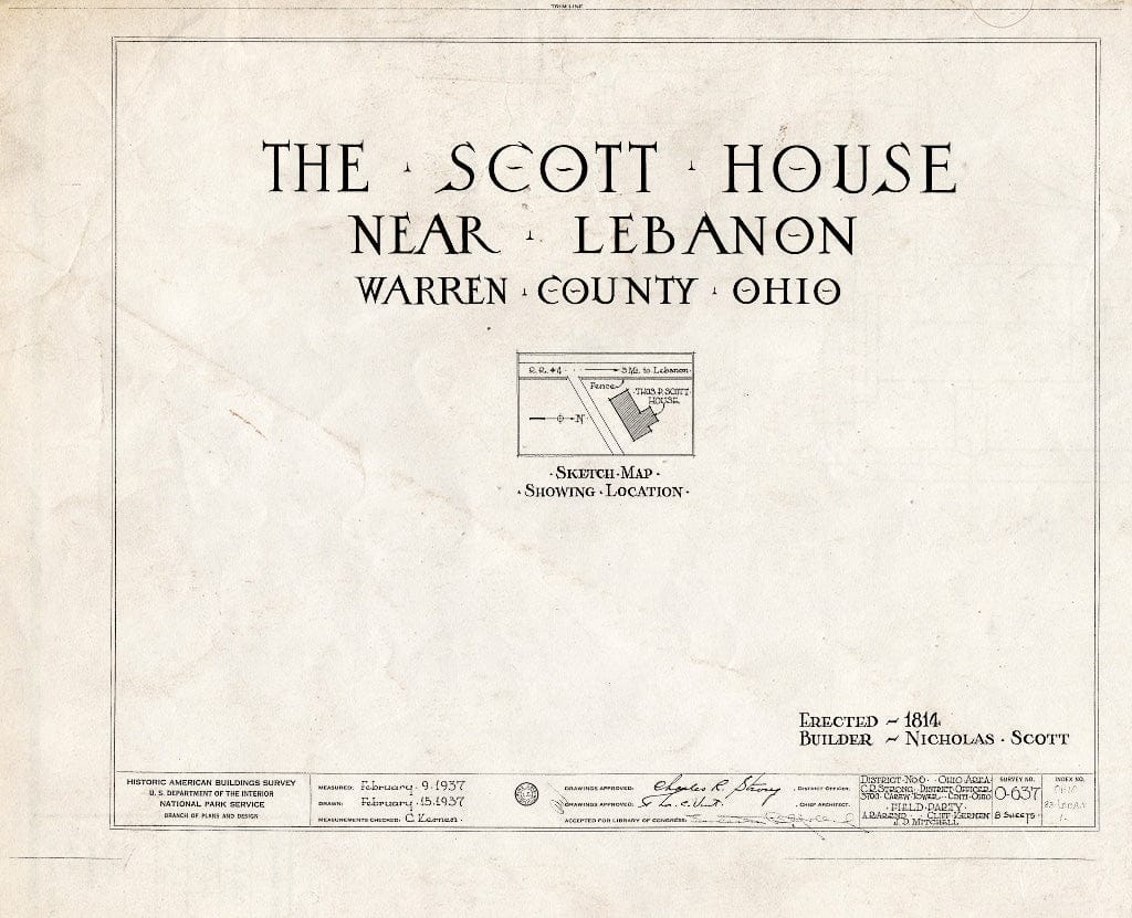 Blueprint HABS Ohio,83-LEVA.V,1- (Sheet 0 of 8) - Thomas P. Scott House, Lebanon, Warren County, OH