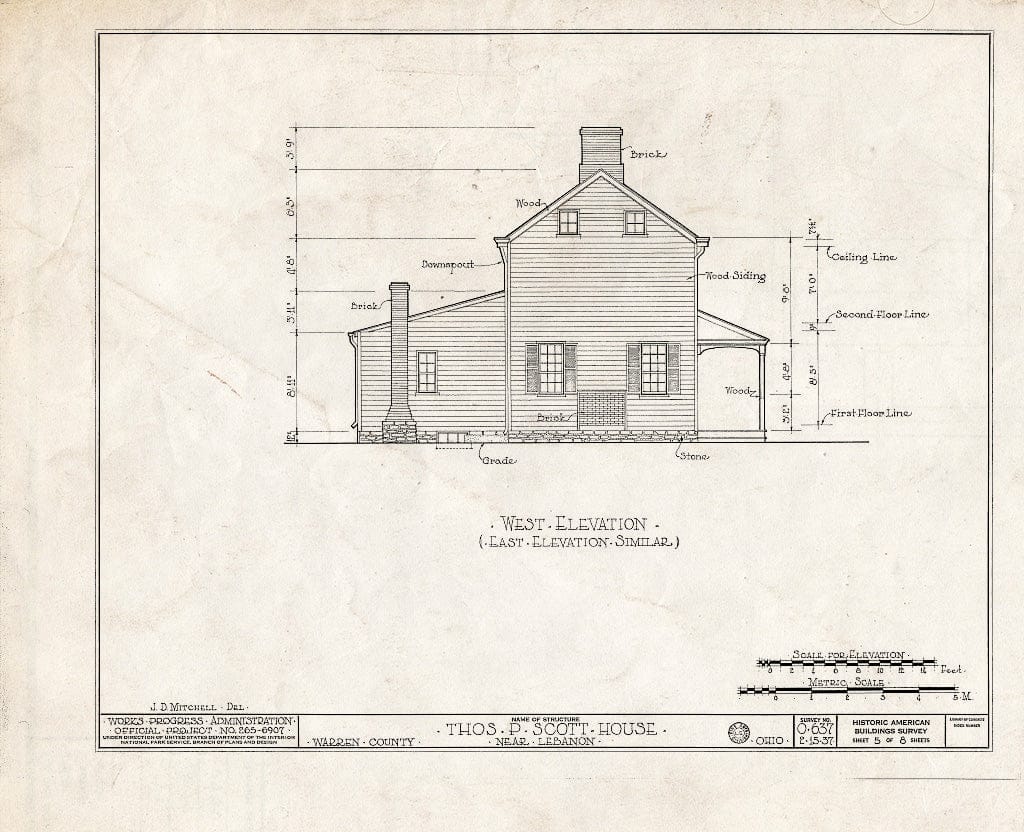 Blueprint HABS Ohio,83-LEVA.V,1- (Sheet 5 of 8) - Thomas P. Scott House, Lebanon, Warren County, OH