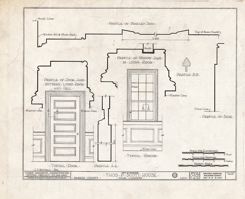 Blueprint HABS Ohio,83-LEVA.V,1- (Sheet 6 of 8) - Thomas P. Scott House, Lebanon, Warren County, OH