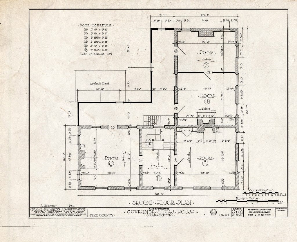 Blueprint HABS Ohio,66-PIKT.V,1- (Sheet 2 of 13) - Governor Lucas House, Piketon, Pike County, OH