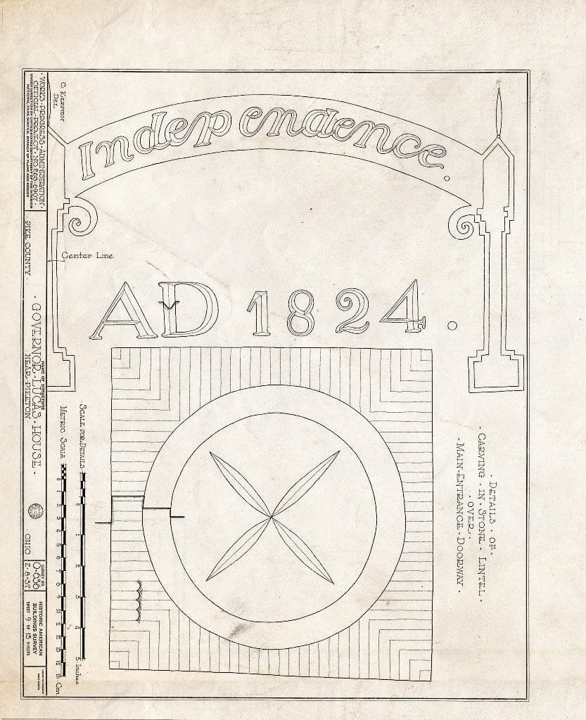 Blueprint HABS Ohio,66-PIKT.V,1- (Sheet 9 of 13) - Governor Lucas House, Piketon, Pike County, OH