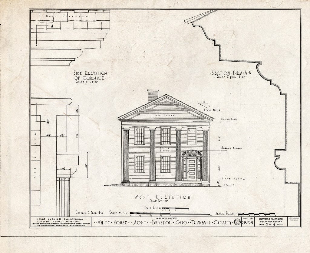 Blueprint HABS Ohio,78-BRISTN,1- (Sheet 2 of 4) - White House, State Route 45, North Bristol, Trumbull County, OH