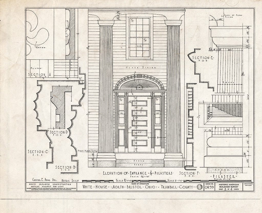 Blueprint HABS Ohio,78-BRISTN,1- (Sheet 3 of 4) - White House, State Route 45, North Bristol, Trumbull County, OH