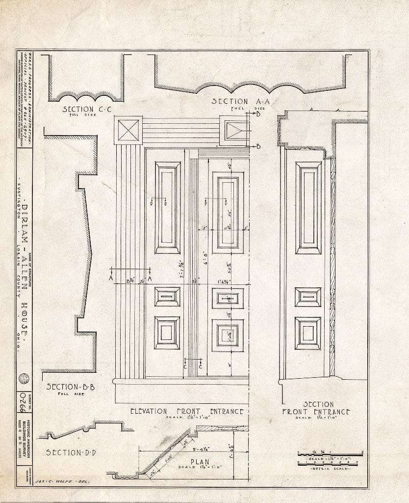 Blueprint HABS Ohio,47-Hunt.V,1- (Sheet 4 of 5) - Dirlam-Allen House, State Route 58, Huntington, Lorain County, OH