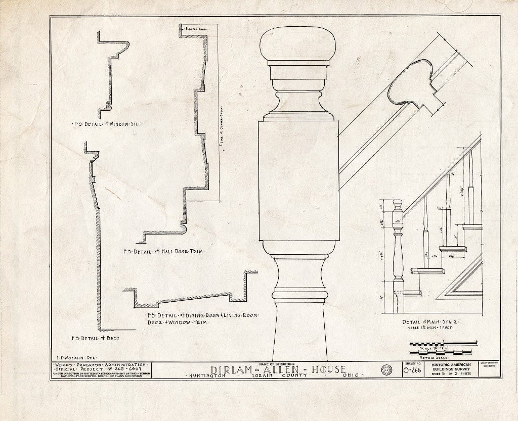 Blueprint HABS Ohio,47-Hunt.V,1- (Sheet 5 of 5) - Dirlam-Allen House, State Route 58, Huntington, Lorain County, OH