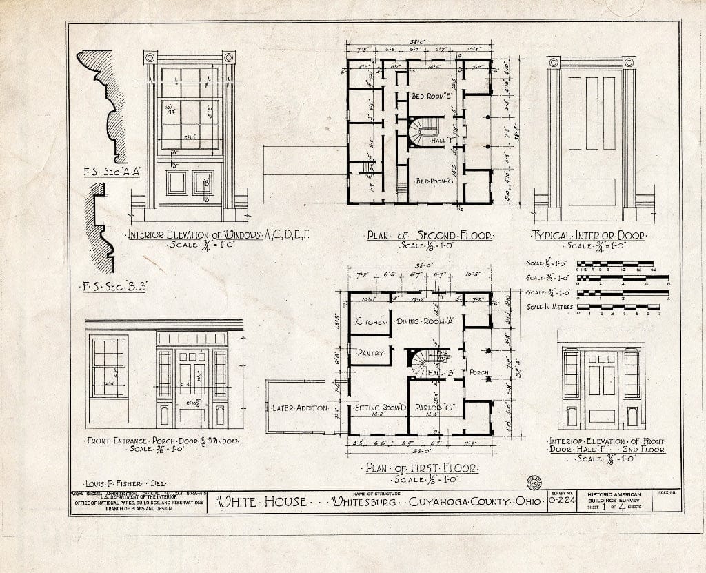Blueprint HABS Ohio,18-CHAFA.V,1- (Sheet 1 of 4) - White House at Whitesburg, High Street, Chagrin Falls, Cuyahoga County, OH