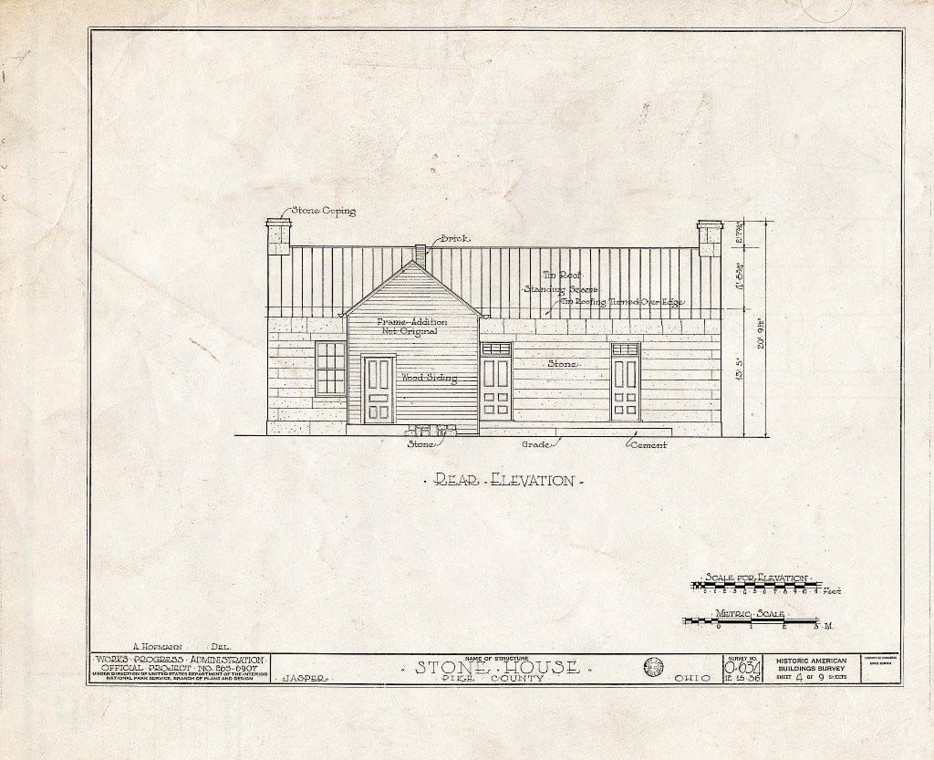 Blueprint HABS Ohio,66-JASP,1- (Sheet 4 of 9) - Jones House (Stone), State Highway 24, Jasper, Pike County, OH