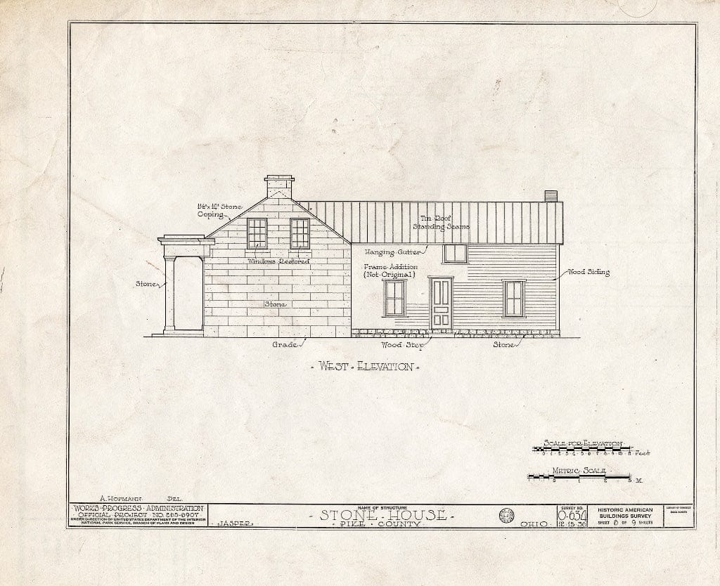 Blueprint HABS Ohio,66-JASP,1- (Sheet 6 of 9) - Jones House (Stone), State Highway 24, Jasper, Pike County, OH