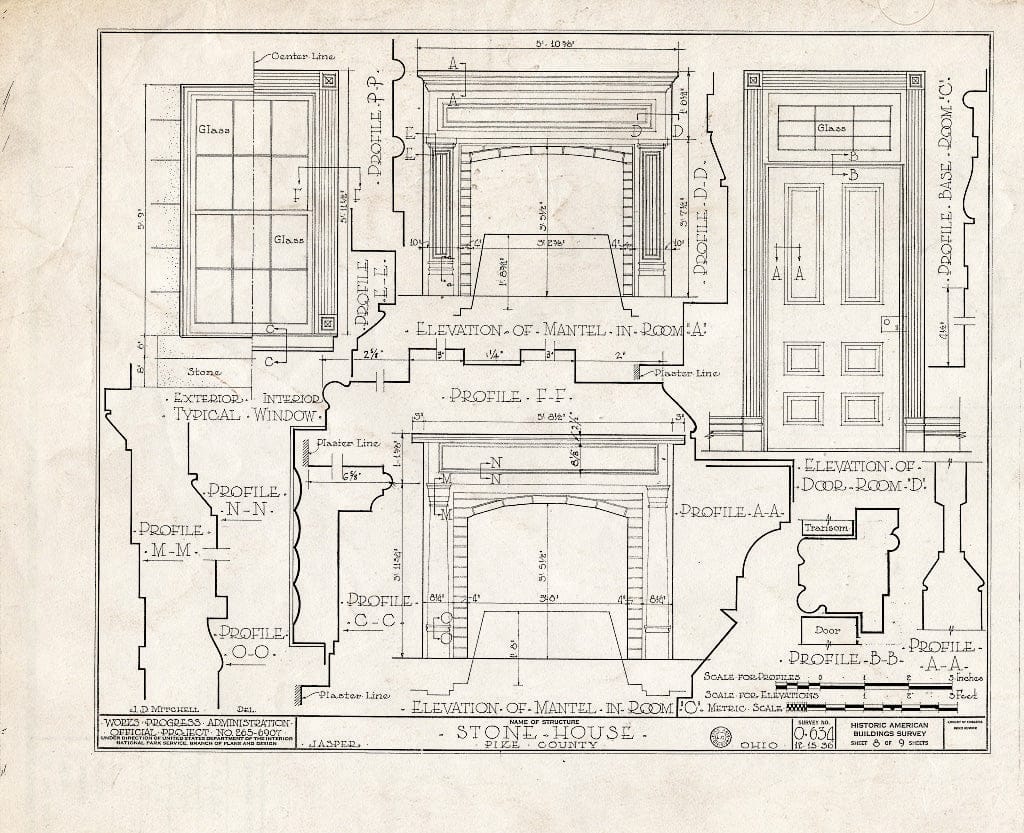 Blueprint HABS Ohio,66-JASP,1- (Sheet 8 of 9) - Jones House (Stone), State Highway 24, Jasper, Pike County, OH