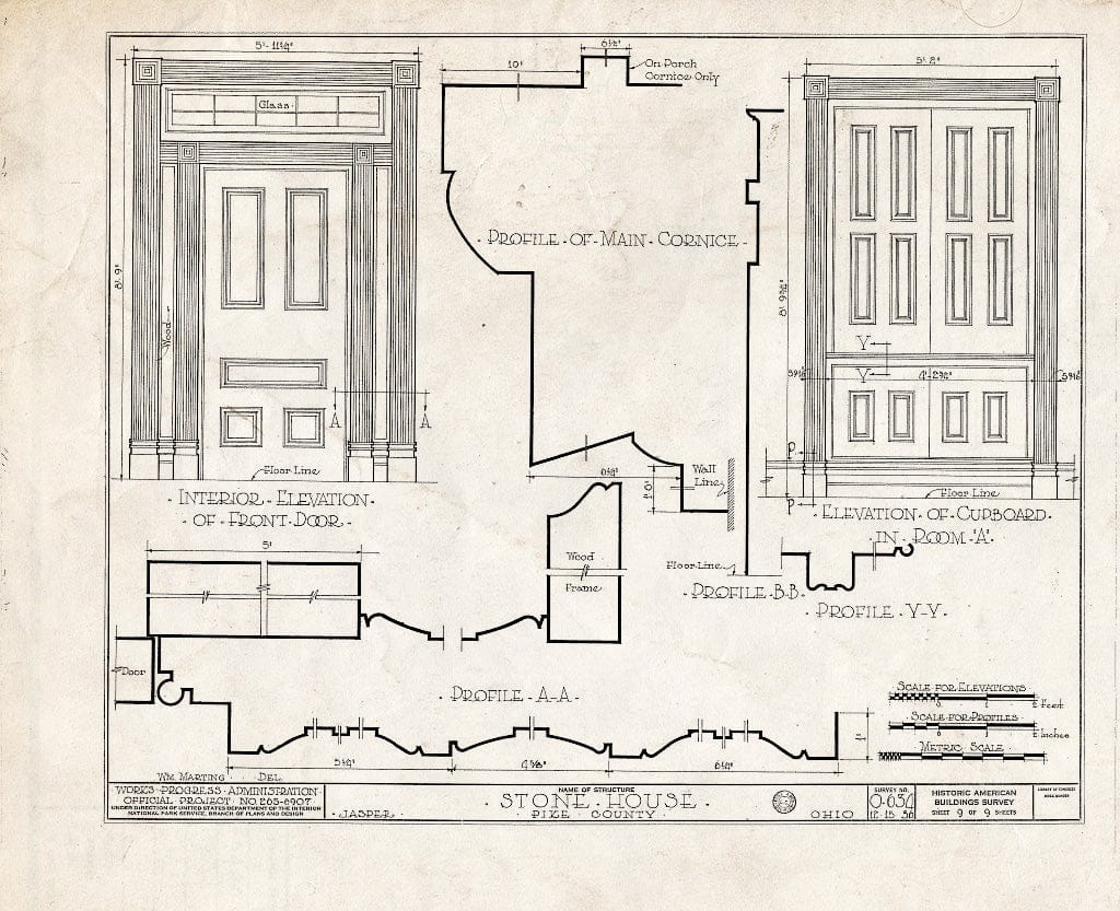Blueprint HABS Ohio,66-JASP,1- (Sheet 9 of 9) - Jones House (Stone), State Highway 24, Jasper, Pike County, OH