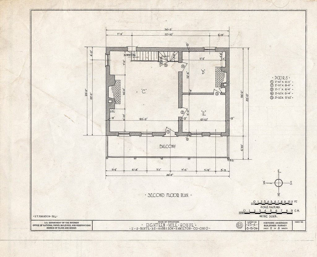 Blueprint HABS Ohio,31-HARSO.V,1- (Sheet 2 of 8) - Eighteen Mile House, East on U.S. Route 52, Harrison, Hamilton County, OH