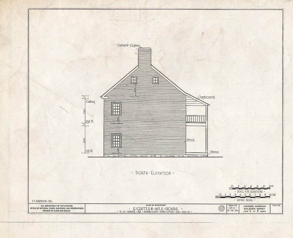 Blueprint HABS Ohio,31-HARSO.V,1- (Sheet 5 of 8) - Eighteen Mile House, East on U.S. Route 52, Harrison, Hamilton County, OH