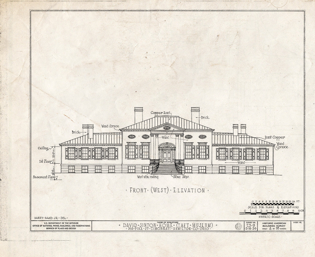 Blueprint HABS Ohio,31-CINT,5- (Sheet 4 of 18) - David Sinton House, 316 Pike Street, Cincinnati, Hamilton County, OH