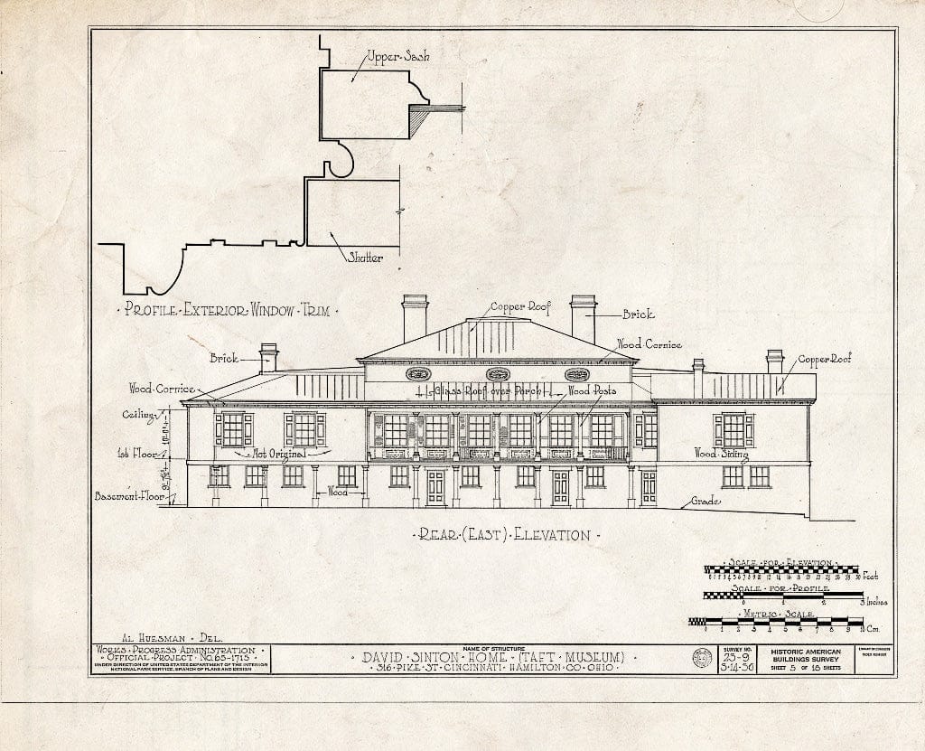 Blueprint HABS Ohio,31-CINT,5- (Sheet 5 of 18) - David Sinton House, 316 Pike Street, Cincinnati, Hamilton County, OH