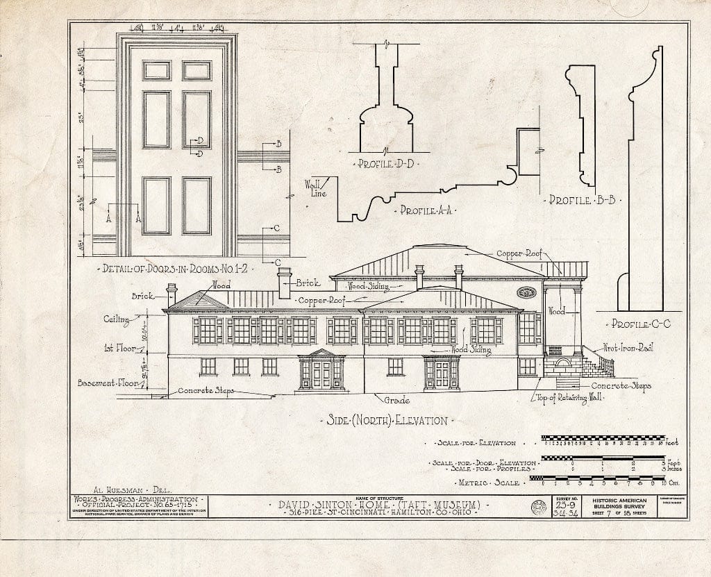 Blueprint HABS Ohio,31-CINT,5- (Sheet 7 of 18) - David Sinton House, 316 Pike Street, Cincinnati, Hamilton County, OH