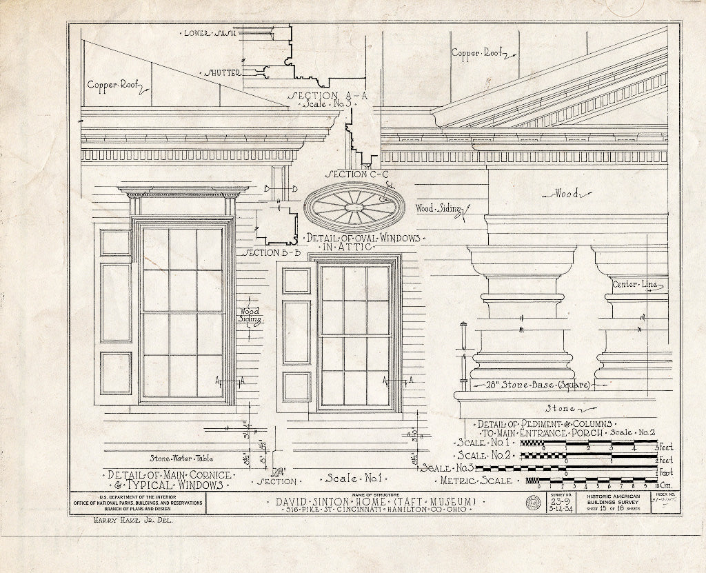Blueprint HABS Ohio,31-CINT,5- (Sheet 15 of 18) - David Sinton House, 316 Pike Street, Cincinnati, Hamilton County, OH