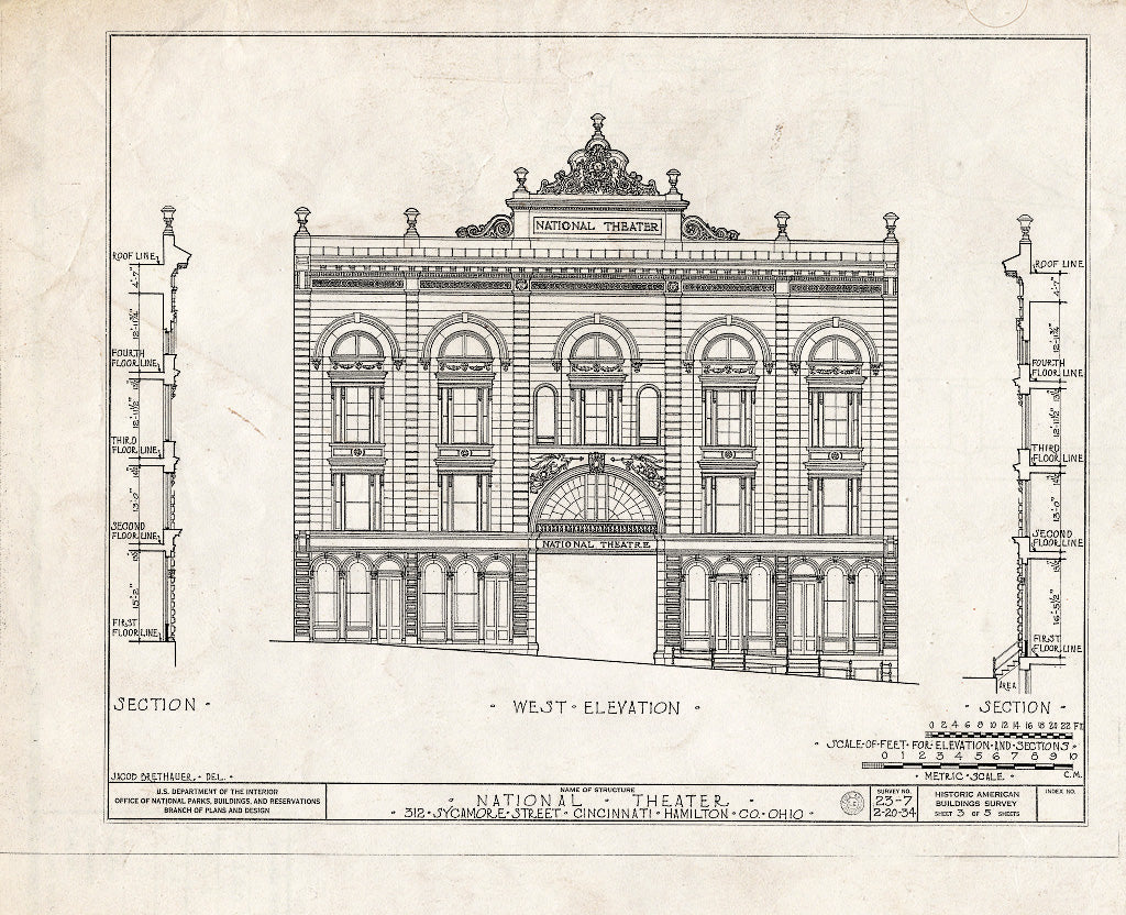 Blueprint HABS Ohio,31-CINT,4- (Sheet 3 of 5) - National Theater, 312 Sycamore Street, Cincinnati, Hamilton County, OH