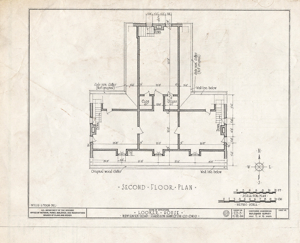 Blueprint HABS Ohio,31-HARSO.V,2- (Sheet 2 of 6) - Othniel Looker House, New Haven Road, Harrison, Hamilton County, OH