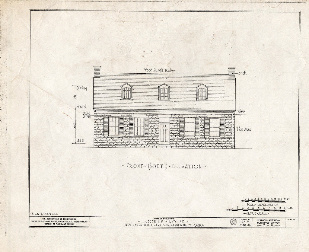Blueprint HABS Ohio,31-HARSO.V,2- (Sheet 3 of 6) - Othniel Looker House, New Haven Road, Harrison, Hamilton County, OH