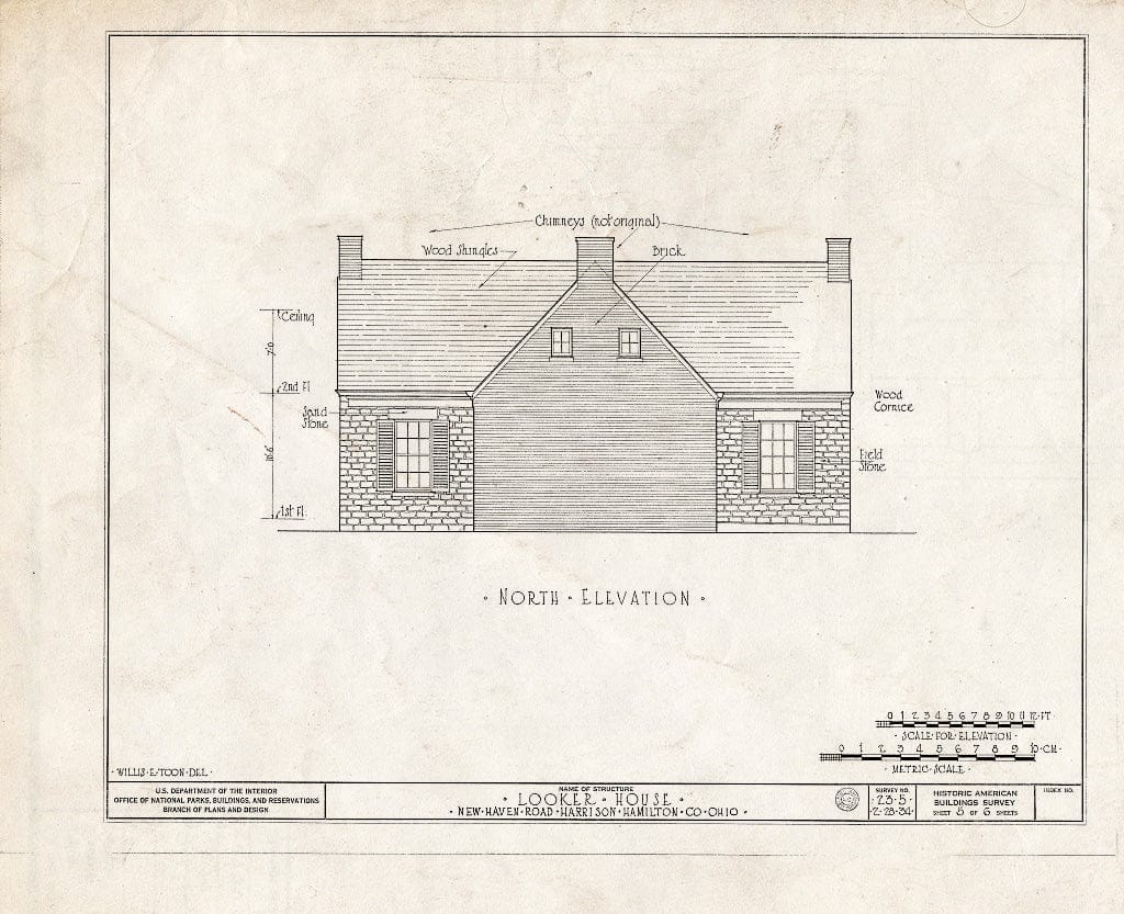 Blueprint HABS Ohio,31-HARSO.V,2- (Sheet 5 of 6) - Othniel Looker House, New Haven Road, Harrison, Hamilton County, OH