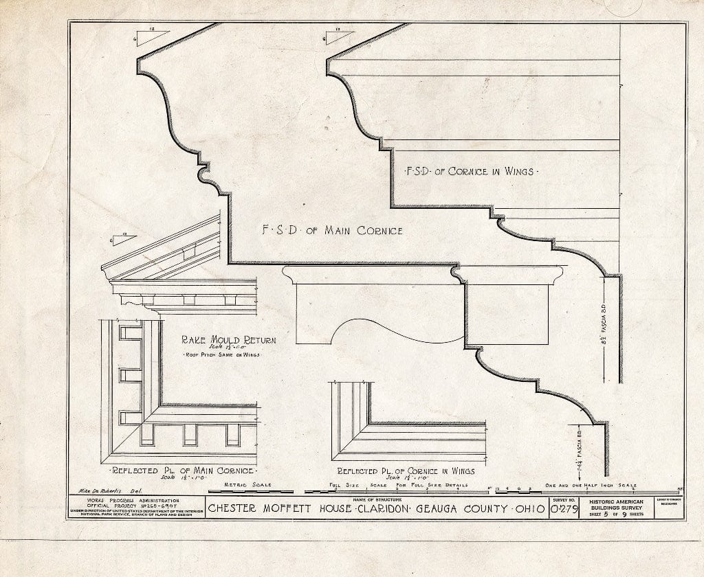 Blueprint HABS Ohio,28-CLAR.V,2- (Sheet 5 of 9) - Chester Moffett House, Claridon, Geauga County, OH