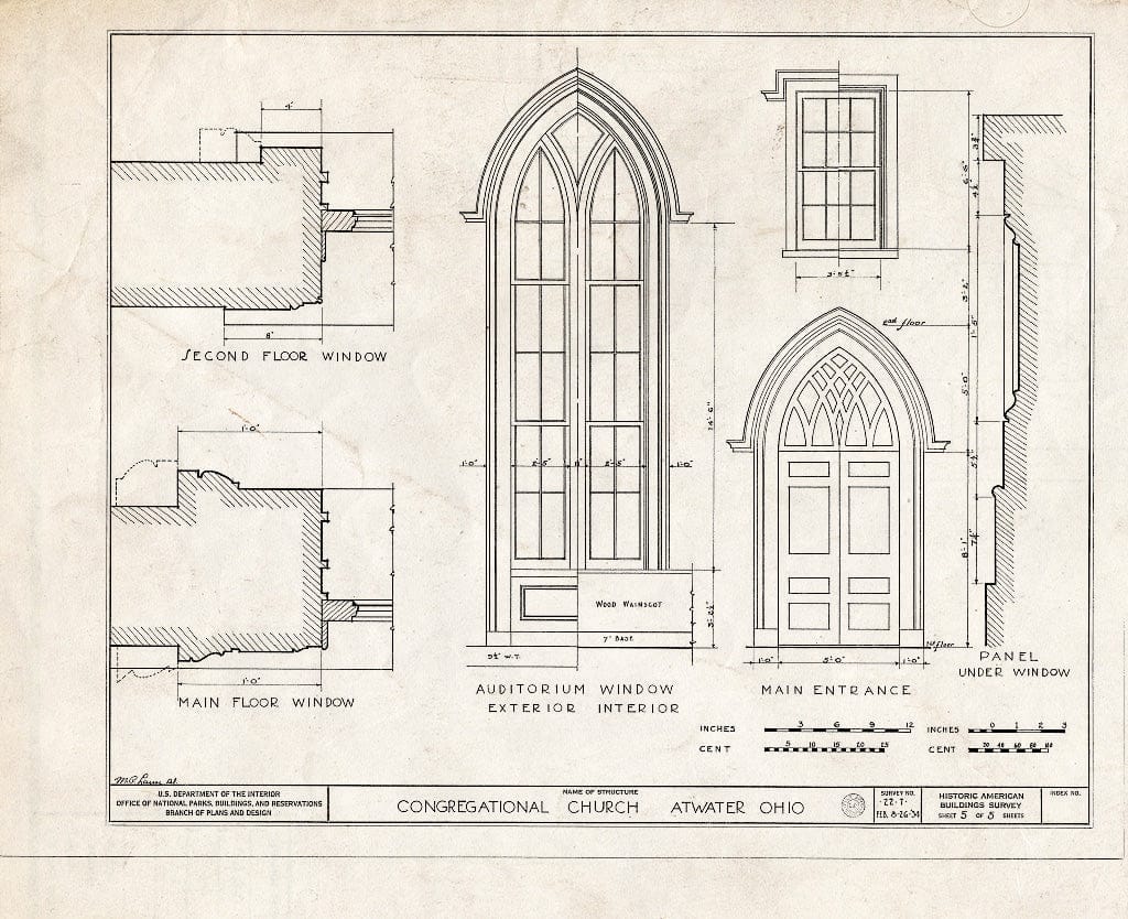Blueprint HABS Ohio,67-ATWA,1- (Sheet 5 of 5) - Congregational Church, Atwater, Portage County, OH