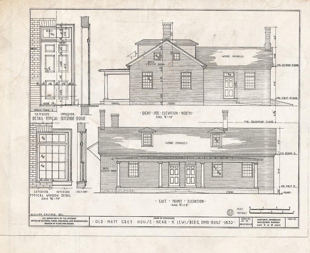 Blueprint HABS Ohio,46-,1- (Sheet 3 of 8) - Matt Gray House, North Lewisburg, Champaign County, OH