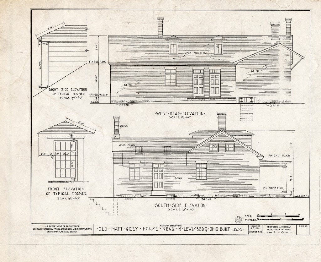 Blueprint HABS Ohio,46-,1- (Sheet 4 of 8) - Matt Gray House, North Lewisburg, Champaign County, OH