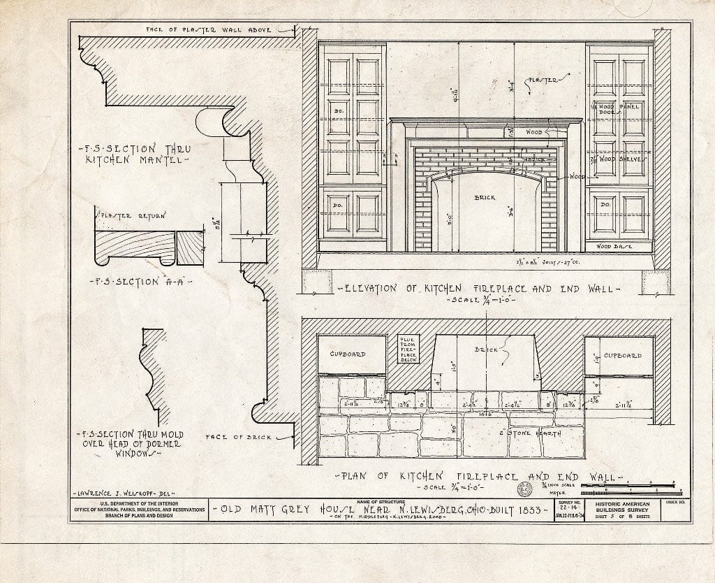 Blueprint HABS Ohio,46-,1- (Sheet 5 of 8) - Matt Gray House, North Lewisburg, Champaign County, OH
