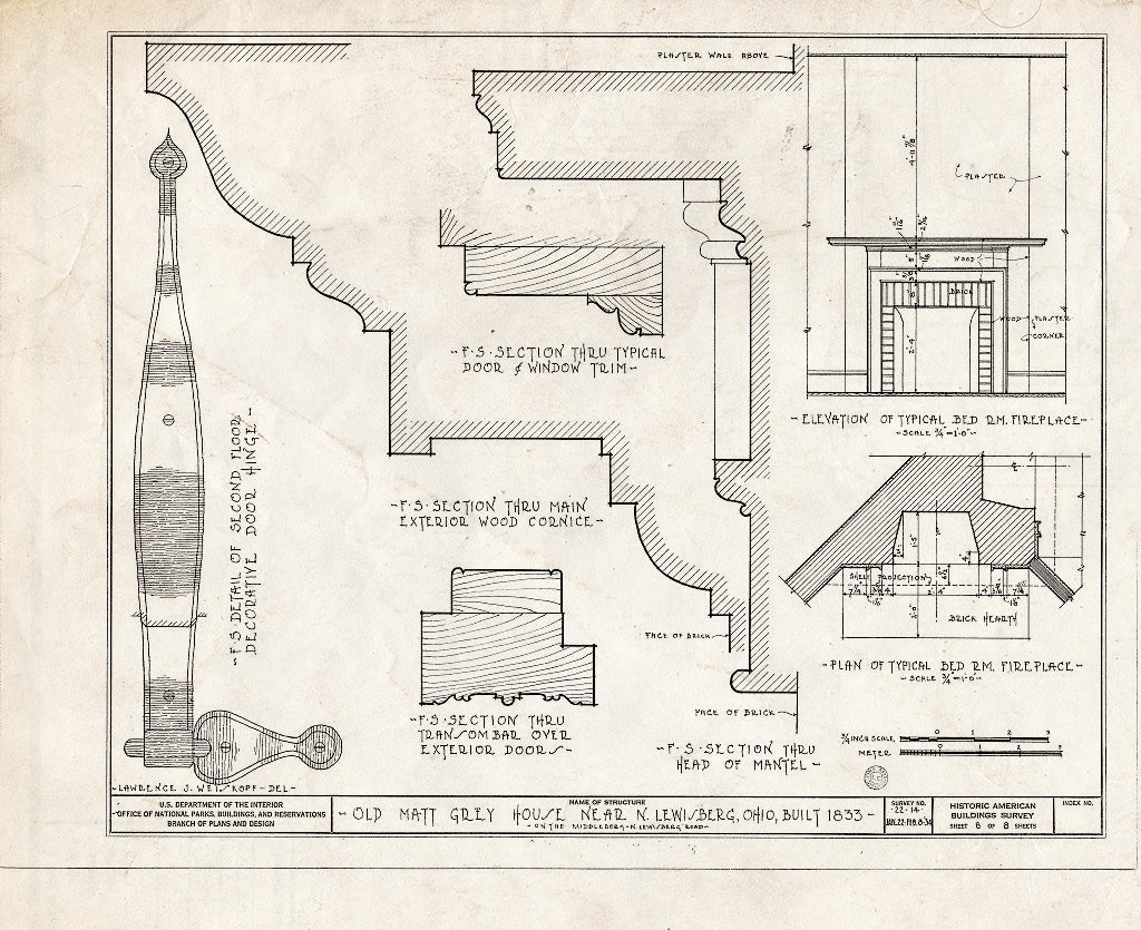 Blueprint HABS Ohio,46-,1- (Sheet 8 of 8) - Matt Gray House, North Lewisburg, Champaign County, OH