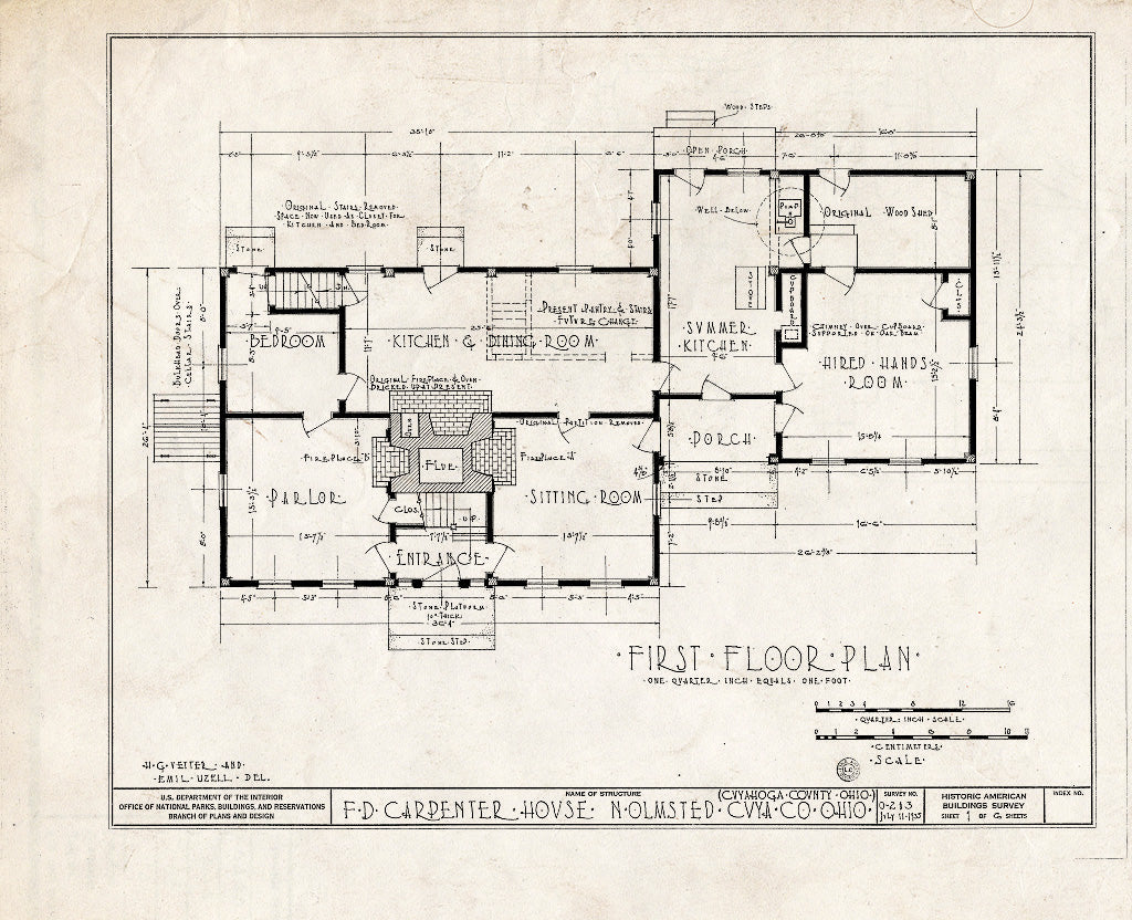 Blueprint HABS Ohio,18-OLMN,1- (Sheet 1 of 6) - F. D. Carpenter House, Lorain Road, North Olmsted, Cuyahoga County, OH