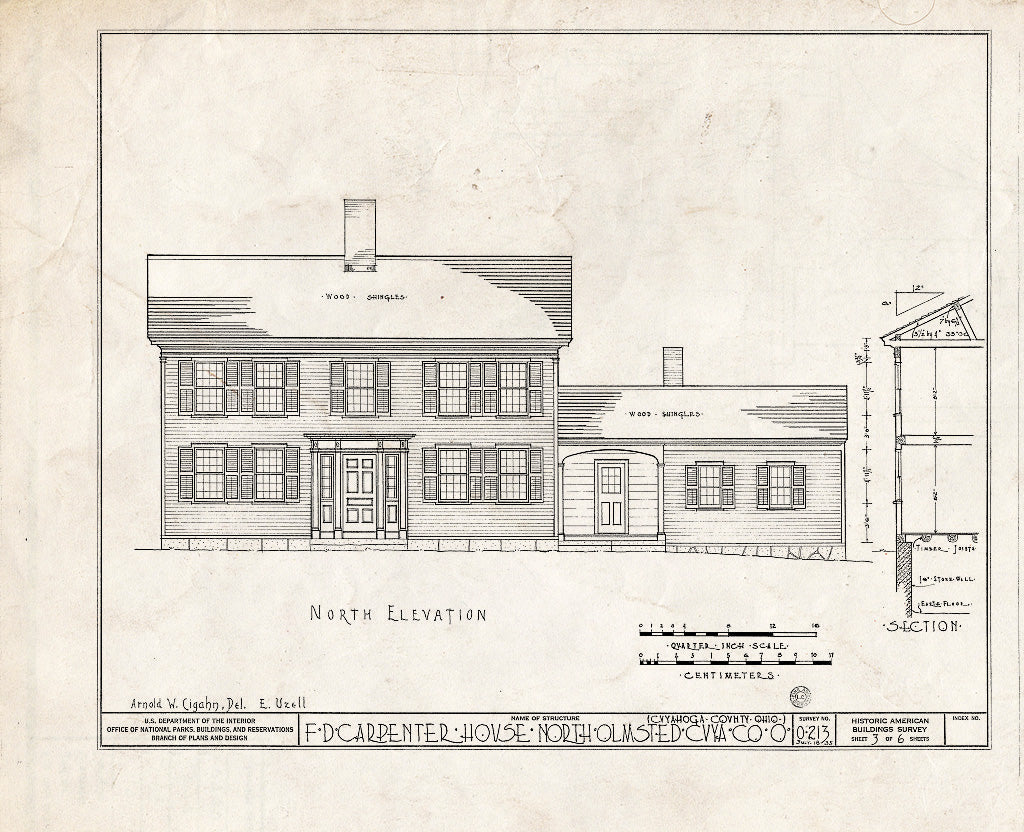 Blueprint HABS Ohio,18-OLMN,1- (Sheet 3 of 6) - F. D. Carpenter House, Lorain Road, North Olmsted, Cuyahoga County, OH