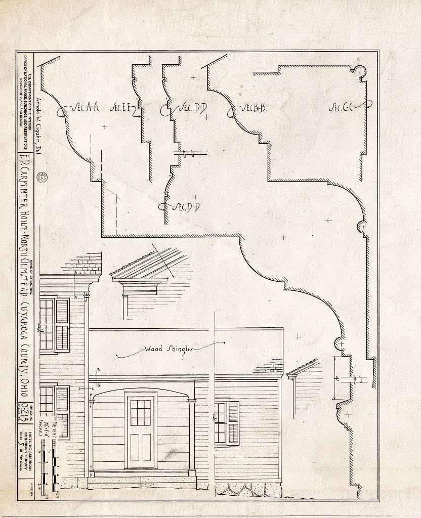 Blueprint HABS Ohio,18-OLMN,1- (Sheet 5 of 6) - F. D. Carpenter House, Lorain Road, North Olmsted, Cuyahoga County, OH