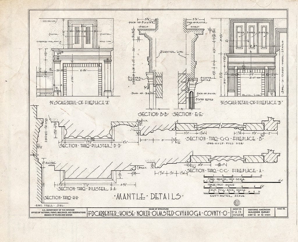 Blueprint HABS Ohio,18-OLMN,1- (Sheet 6 of 6) - F. D. Carpenter House, Lorain Road, North Olmsted, Cuyahoga County, OH