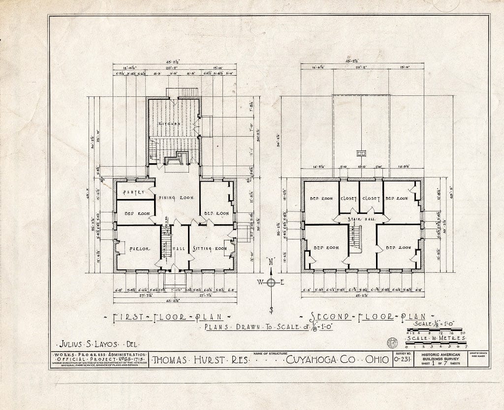 Blueprint HABS Ohio,18-DOV,1- (Sheet 1 of 7) - Thomas Hurst Residence, 31156 Detroit Road, Dover, Tuscarawas County, OH