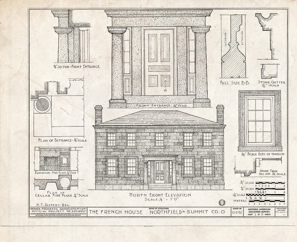 Blueprint HABS Ohio,77-NORF.V,1- (Sheet 1 of 2) - French House, Town Line Road, Route 8 Vicinity, Northfield, Summit County, OH