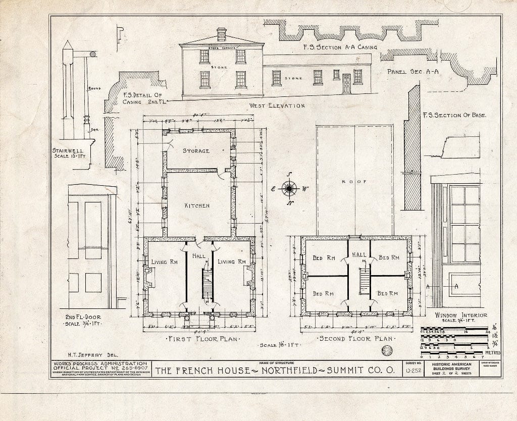 Blueprint HABS Ohio,77-NORF.V,1- (Sheet 2 of 2) - French House, Town Line Road, Route 8 Vicinity, Northfield, Summit County, OH
