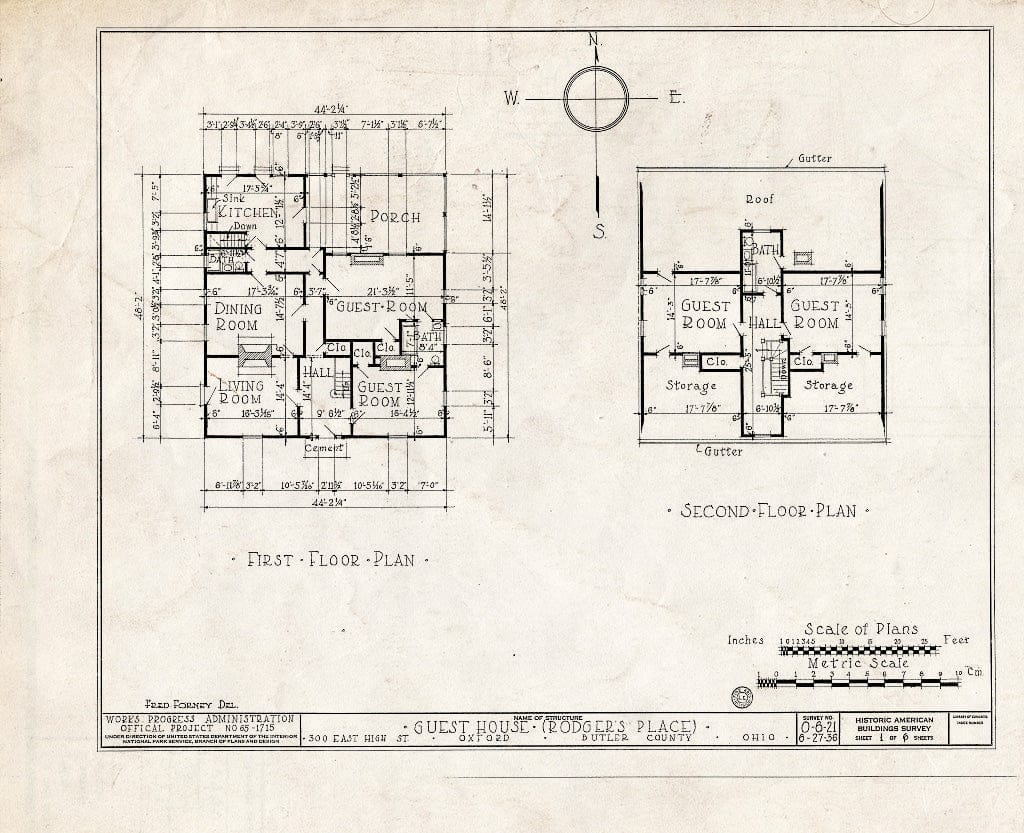Blueprint HABS Ohio,9-OXFO,1- (Sheet 1 of 6) -"Guest House, 300 East High Street, Oxford, Butler County, OH