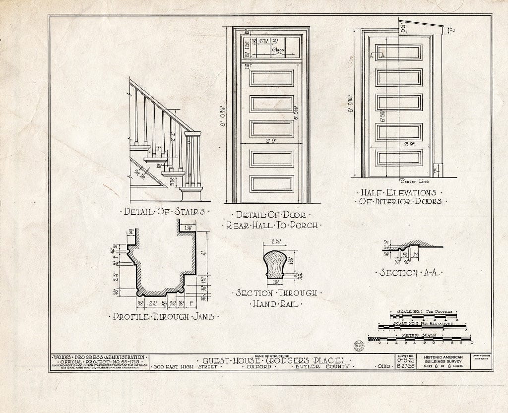 Blueprint HABS Ohio,9-OXFO,1- (Sheet 6 of 6) -"Guest House, 300 East High Street, Oxford, Butler County, OH