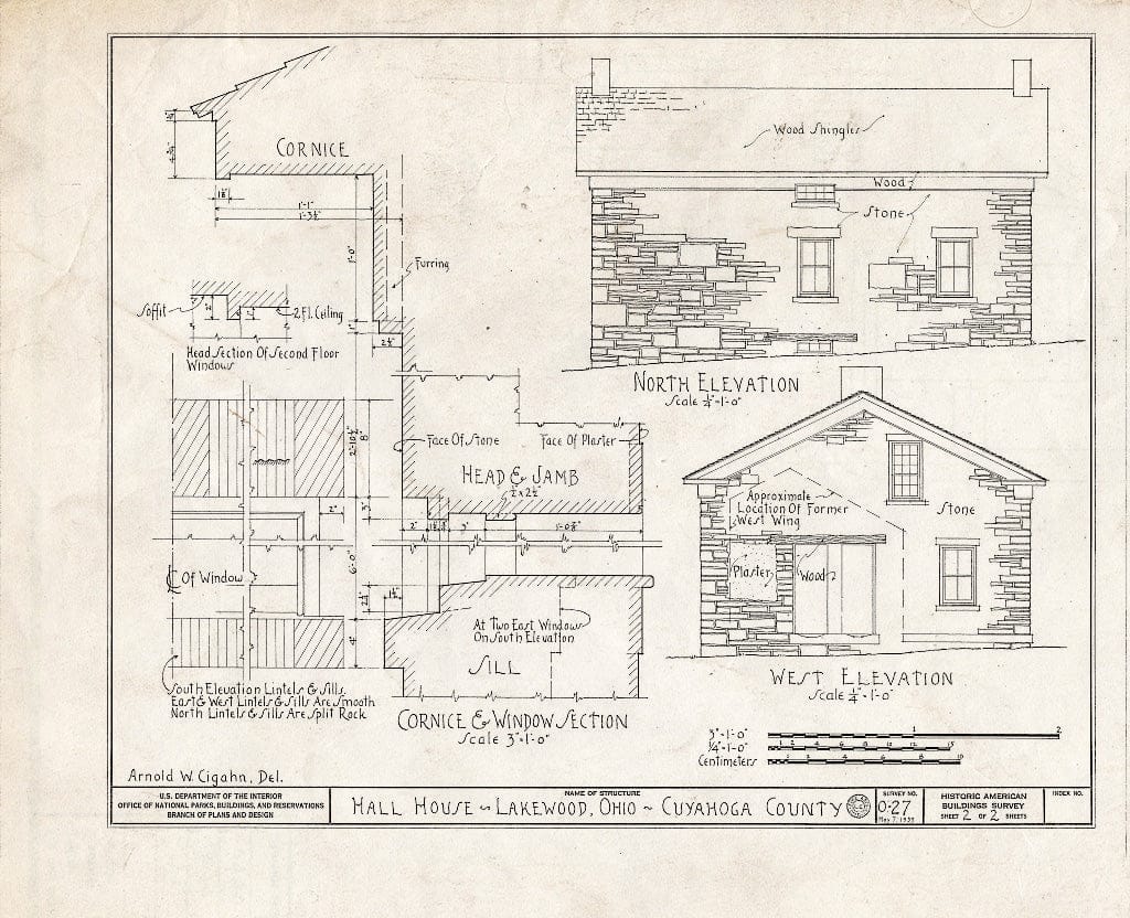 Blueprint HABS Ohio,18-LAKWO,1- (Sheet 2 of 2) - John Honam House, 1396 St. Charles Avenue (Moved to Lakewood Park), Lakewood, Cuyahoga County, OH