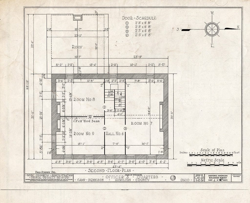 Blueprint HABS Ohio,31-CAMD,1- (Sheet 4 of 15) - Camp Dennison, Officers' Quarters & Guard House, 7567 Glendale-Milford Road, Camp Dennison, Hamilton County, OH