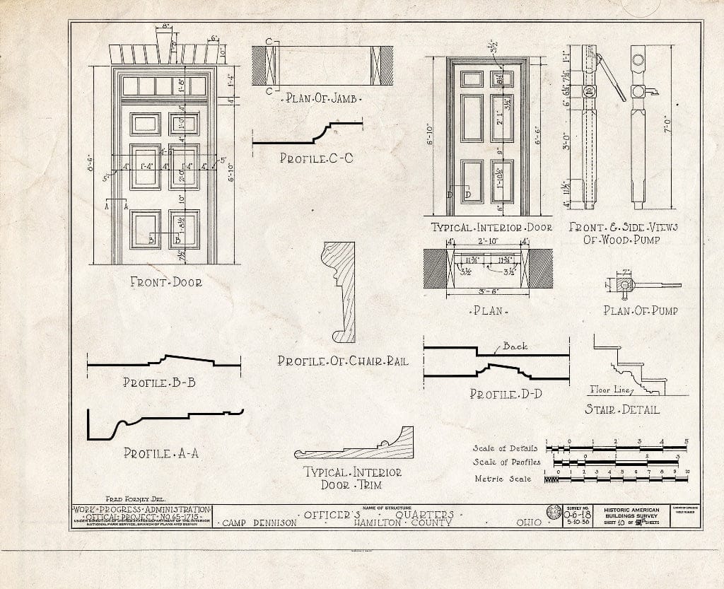Blueprint HABS Ohio,31-CAMD,1- (Sheet 10 of 15) - Camp Dennison, Officers' Quarters & Guard House, 7567 Glendale-Milford Road, Camp Dennison, Hamilton County, OH