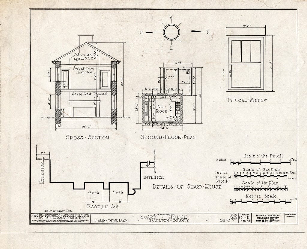 Blueprint HABS Ohio,31-CAMD,1- (Sheet 15 of 15) - Camp Dennison, Officers' Quarters & Guard House, 7567 Glendale-Milford Road, Camp Dennison, Hamilton County, OH