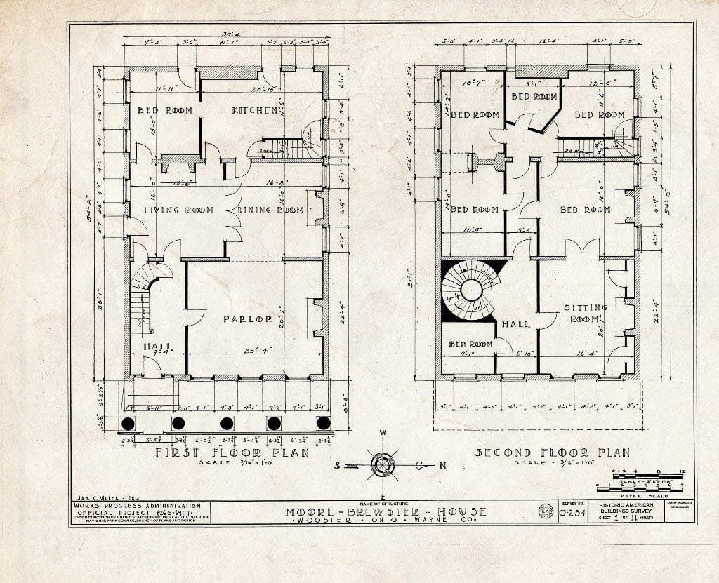 Blueprint HABS Ohio,85-WOOST,1- (Sheet 1 of 11) - Moore-Brewster House, 202 Market Street, Wooster, Wayne County, OH