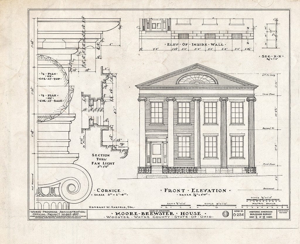 Blueprint HABS Ohio,85-WOOST,1- (Sheet 2 of 11) - Moore-Brewster House, 202 Market Street, Wooster, Wayne County, OH