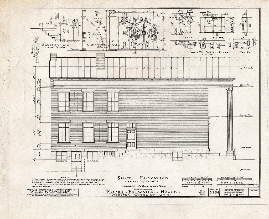 Blueprint HABS Ohio,85-WOOST,1- (Sheet 3 of 11) - Moore-Brewster House, 202 Market Street, Wooster, Wayne County, OH