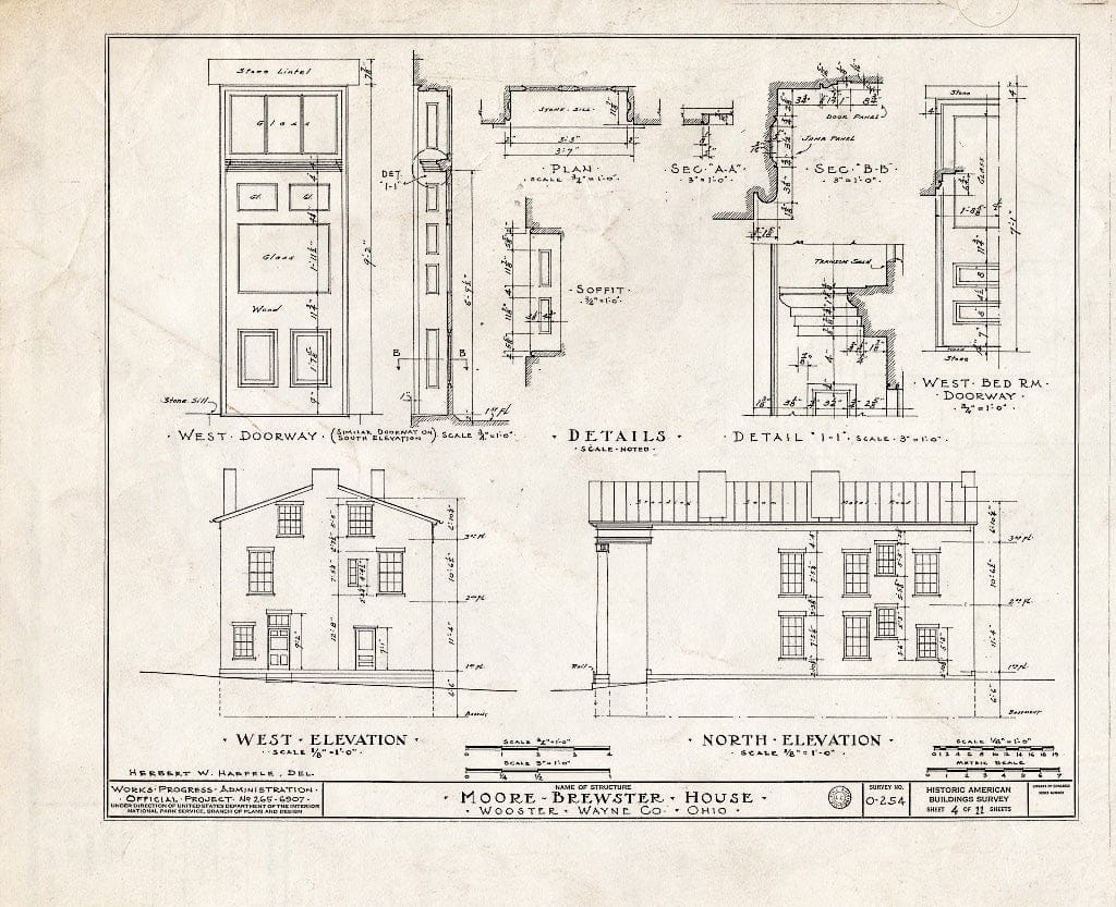 Blueprint HABS Ohio,85-WOOST,1- (Sheet 4 of 11) - Moore-Brewster House, 202 Market Street, Wooster, Wayne County, OH