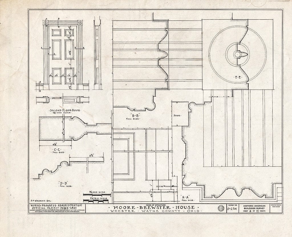 Blueprint HABS Ohio,85-WOOST,1- (Sheet 8 of 11) - Moore-Brewster House, 202 Market Street, Wooster, Wayne County, OH